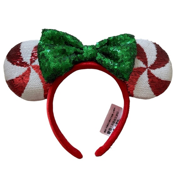 New Disney Parks Mickey/Minnie Mouse Peppermint Cane Ears/Headband - Picture 6 of 16